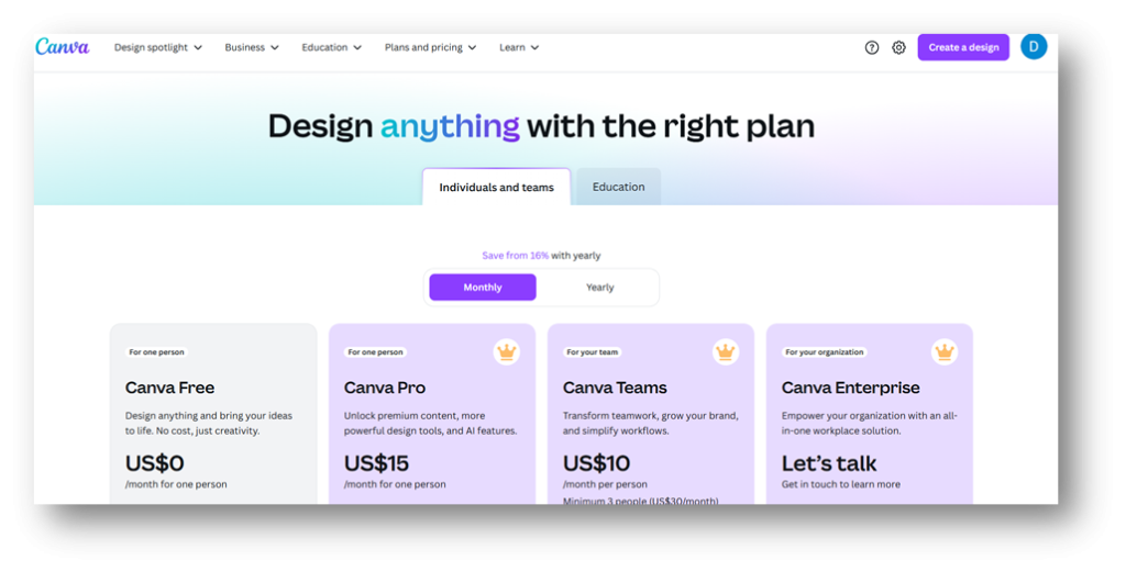 Canva Pricing