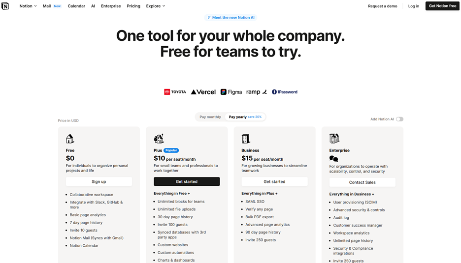 Notion Pricing
